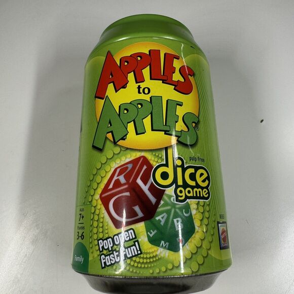2011 Mattel Apples To Apples Dice Game In A Can Complete Game Travel Ready RARE! - Picture 1 of 7
